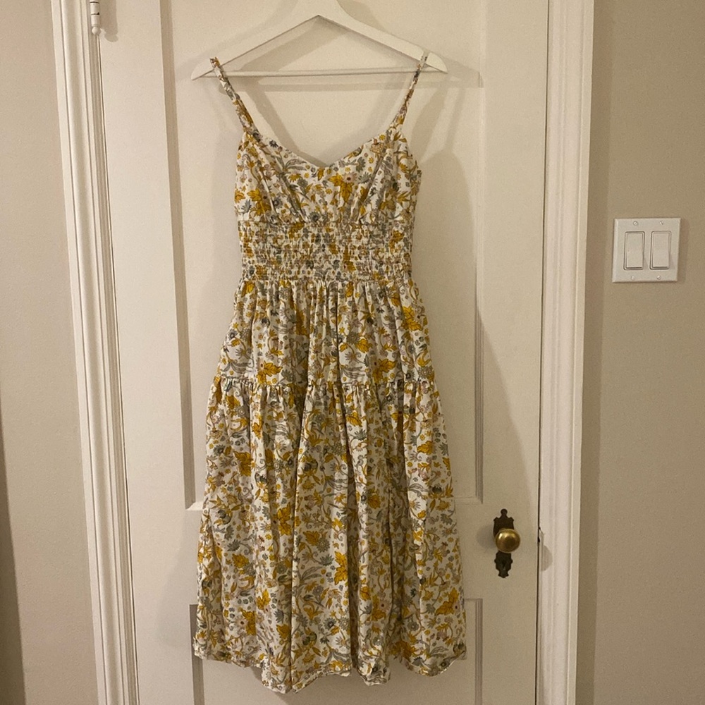 J. Crew tiered midi dress with smocked waist